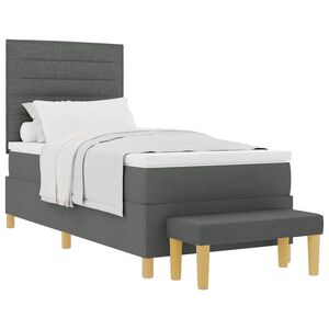 vidaXL Lit &agrave; ressorts avec t&ecirc;te de lit Gris fonc&eacute; 200 x 90 cm tissu