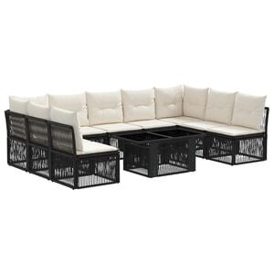 vidaXL Ensemble de canap&eacute; de jardin 10 pc Noir polyrotin