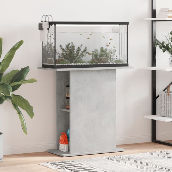 vidaXL Support pour aquarium gris b&eacute;ton 75x36x72,5cm bois d'ing&eacute;nierie