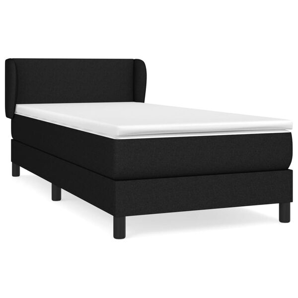 vidaXL Sommier &agrave; lattes de lit avec matelas Noir 100x200 cm Tissu