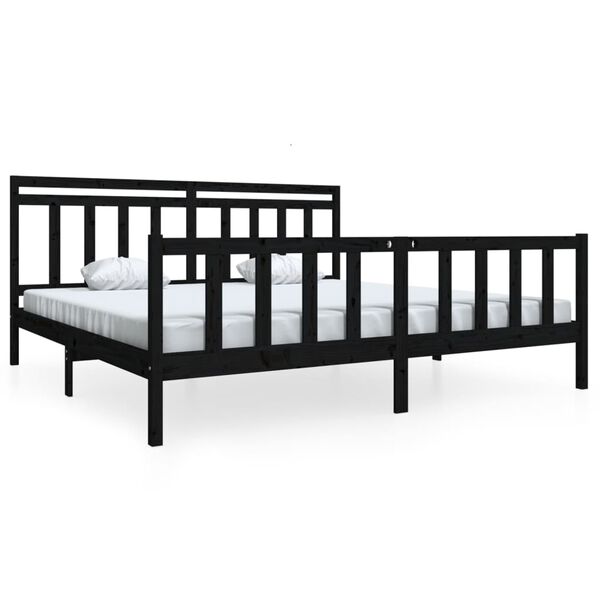 vidaXL Cadre de lit sans matelas noir bois massif 200x200 cm