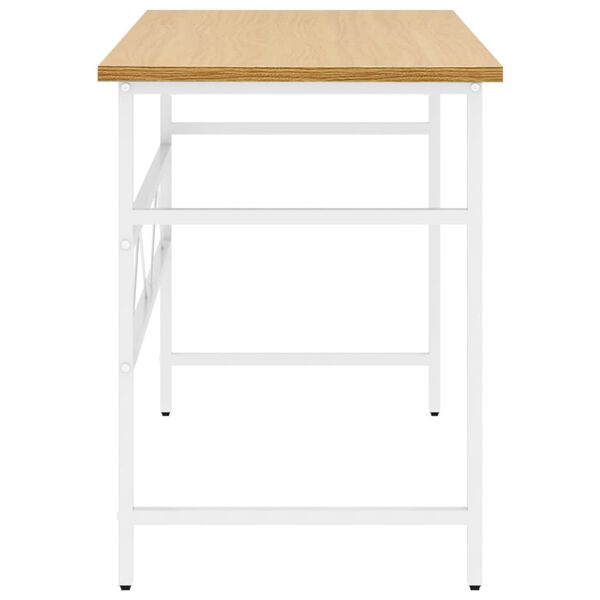 vidaXL Bureau d'ordinateur Blanc/ch&ecirc;ne clair 105x55x72 cm MDF et m&eacute;tal
