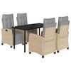 vidaXL Ensemble &agrave; manger de jardin coussins 5 pcs m&eacute;lange beige rotin