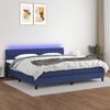 vidaXL Sommier &agrave; lattes de lit et matelas et LED Bleu 200x200 cm Tissu