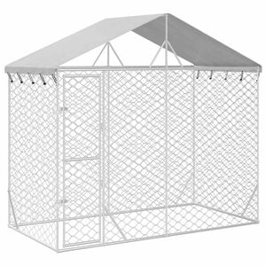 vidaXL Chenil d'ext&eacute;rieur pour chiens avec toit argent&eacute; 3x1,5x2,5 m