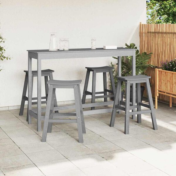 vidaXL Ensemble de bar de jardin 4 pcs Gris clair HDPE