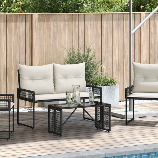vidaXL Table de jardin Noir 80 x 40 x 40 cm Rattan PE et Verre