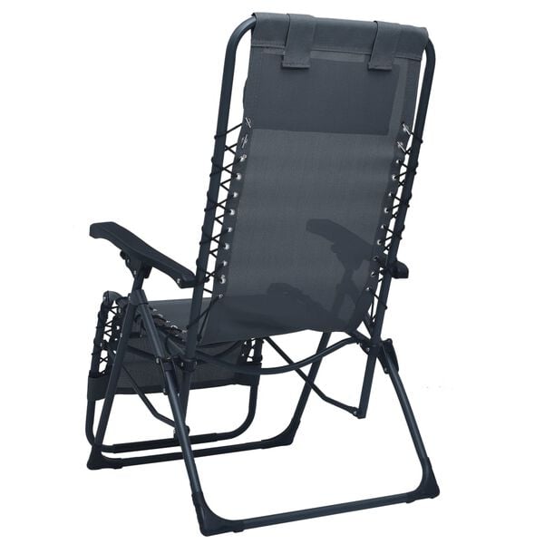 vidaXL Chaise pliable de terrasse Gris Textil&egrave;ne