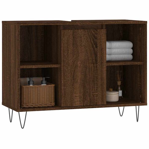 vidaXL Armoire salle de bain ch&ecirc;ne marron 80x33x60cm bois d'ing&eacute;nierie