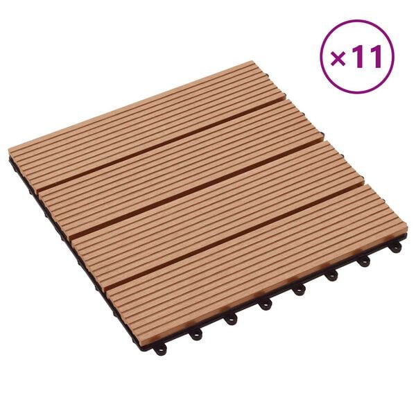 vidaXL Carreau de terrasse 11 pcs Teck 30 x 30 cm WPC