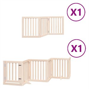 vidaXL Barri&egrave;re pour chiens avec porte pliable 9panneaux bois peuplier