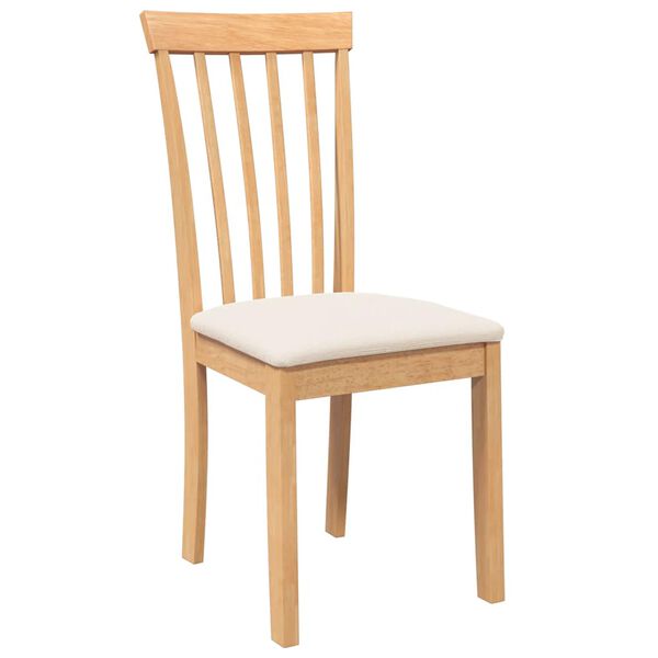 vidaXL Chaises &agrave; manger coussins 2 pcs naturel bois massif caoutchouc