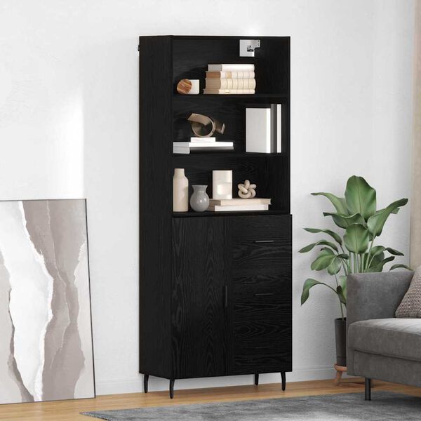vidaXL Haut Armoire avec tiroir Ch&ecirc;ne noir 69,5 x 34 x 180 cm
