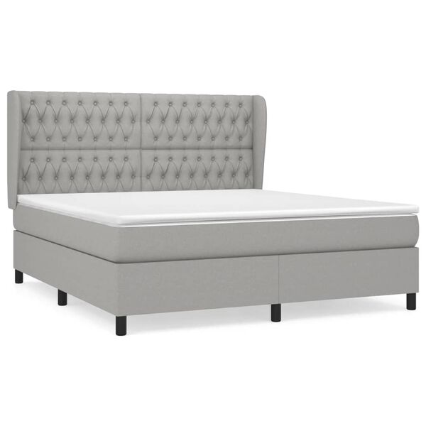 vidaXL Sommier &agrave; lattes de lit avec matelas Gris clair 180x200cm Tissu
