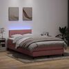 vidaXL Sommier &agrave; lattes de lit avec matelas et LED rose 120x220 cm velours