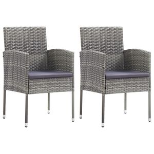 vidaXL Chaises de jardin coussins gris fonc&eacute; 2 pcs r&eacute;sine tress&eacute;e