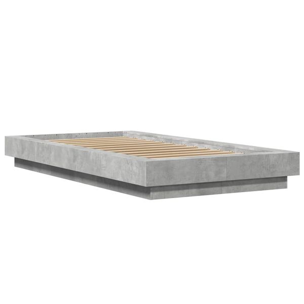 vidaXL Cadre de lit et lumières LED sans matelas gris béton 90x200 cm