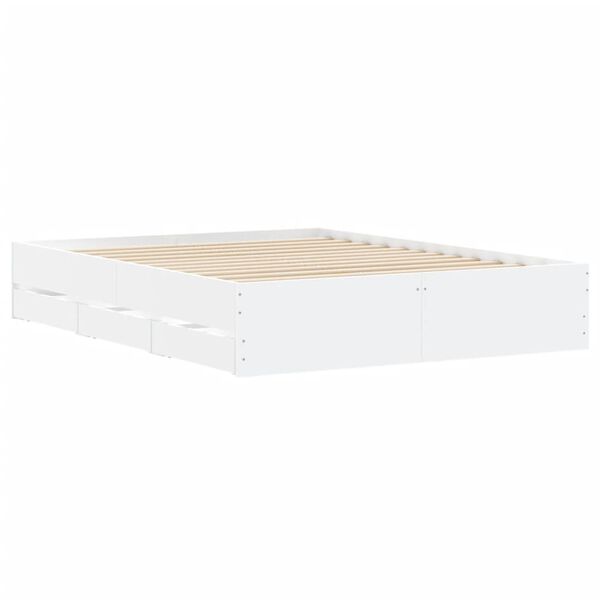 vidaXL Cadre de lit avec tiroirs sans matelas blanc 140x190 cm