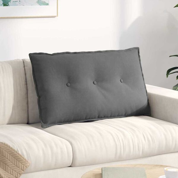 vidaXL Coussin de Dos Gris fonc&eacute; 80 x 50 cm Tissu en microfibre