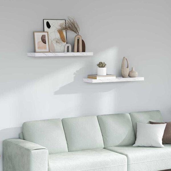 vidaXL &Eacute;tag&egrave;re Murale 2 pcs Marbre blanc 80 x 23,5 x 4 cm