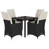 vidaXL Ensemble &agrave; manger de jardin coussins 5pcs Noir R&eacute;sine tress&eacute;e