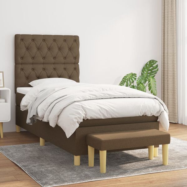 vidaXL Sommier &agrave; lattes de lit avec matelas Marron fonc&eacute; 80x200 cm