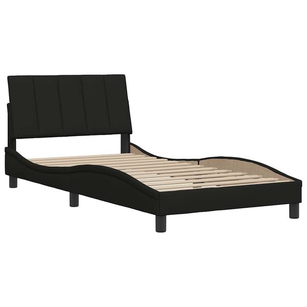 vidaXL Cadre de lit sans matelas Hanko noir 100x200 cm tissu