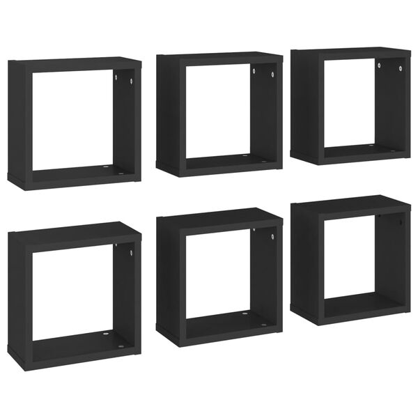 vidaXL &Eacute;tag&egrave;res cube murales 6 pcs noir 30x15x30 cm