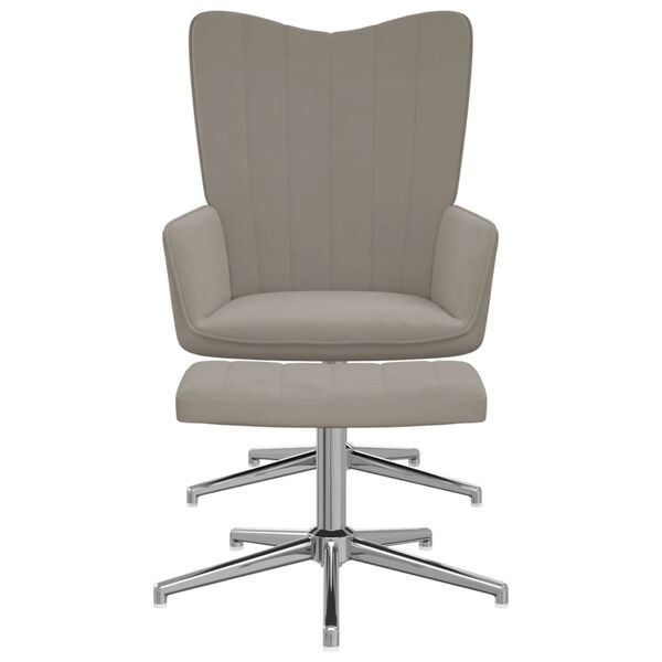 vidaXL Chaise de relaxation avec tabouret Gris clair Velours