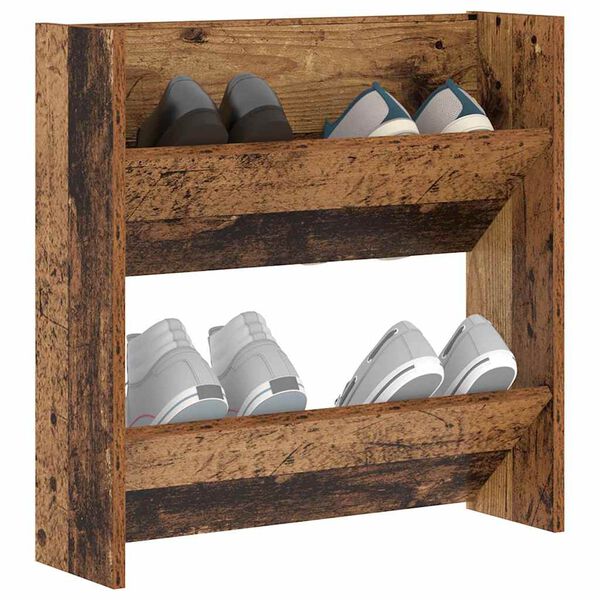 vidaXL Cabinet &agrave; chaussures avec &eacute;tag&egrave;re Bois ancien 60 x 18 x 60 cm