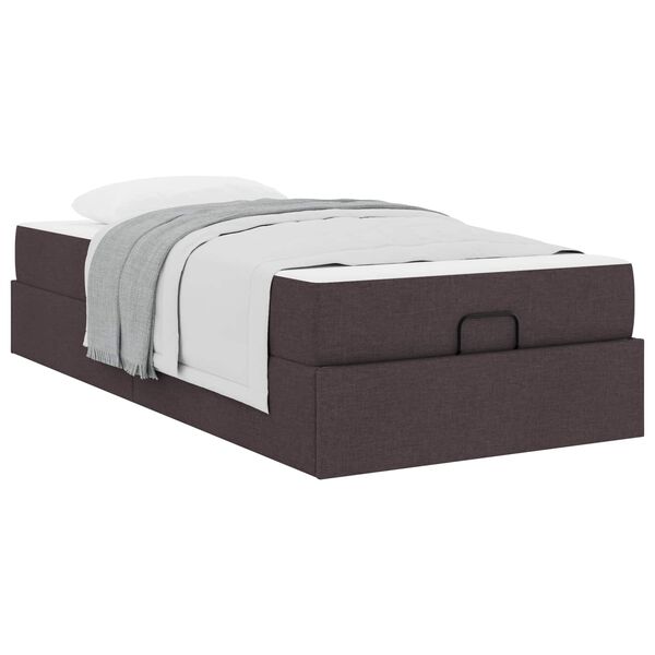 vidaXL Cadre de lit avec matelas avec matelas 2 pcs Tan tissu