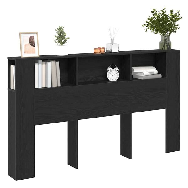 vidaXL Cabinet de Tête de Lit Chêne noir 180 x 18.5 x 102.5 cm
