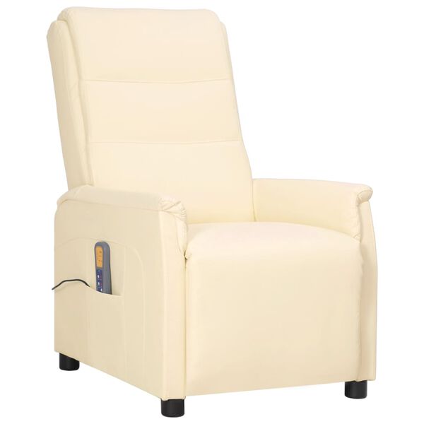 vidaXL Fauteuil de massage Cr&egrave;me Similicuir