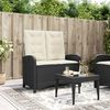 vidaXL Banc inclinable de jardin avec coussins noir r&eacute;sine tress&eacute;e