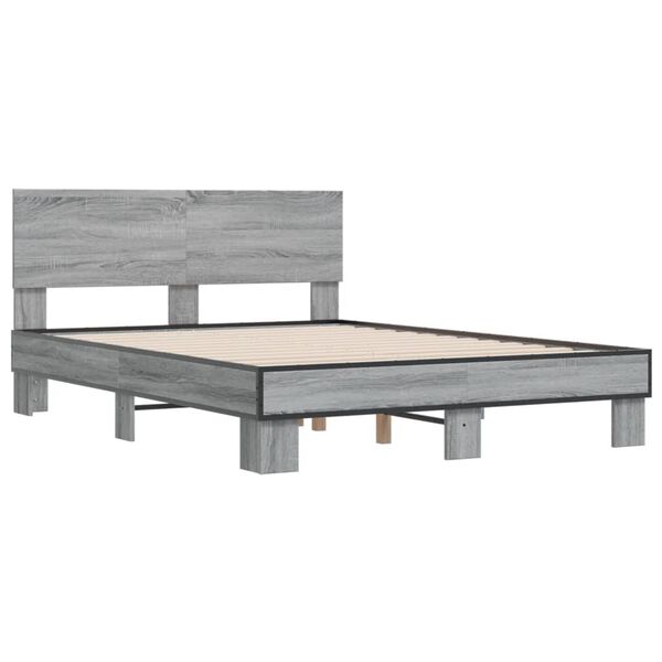 vidaXL Cadre de lit sans matelas sonoma gris 135x190 cm