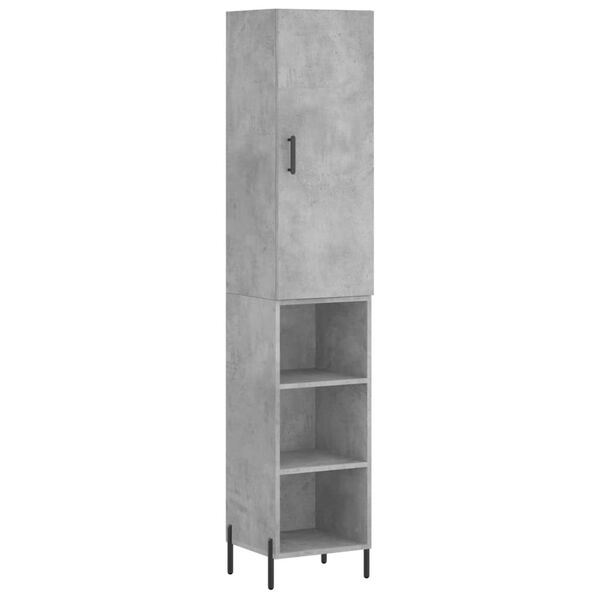 vidaXL Buffet haut Gris b&eacute;ton 34,5x34x180 cm Bois d'ing&eacute;nierie