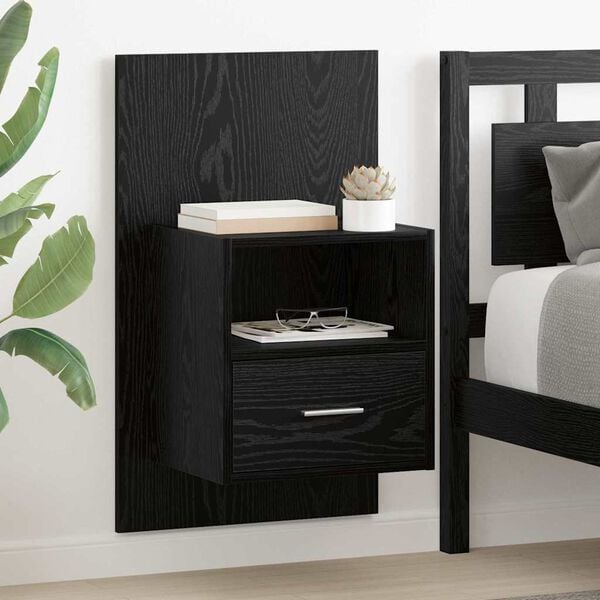 vidaXL Cabinet de chevet avec tiroir 2 pcs Ch&ecirc;ne noir 50 x 32,5 x 80cm