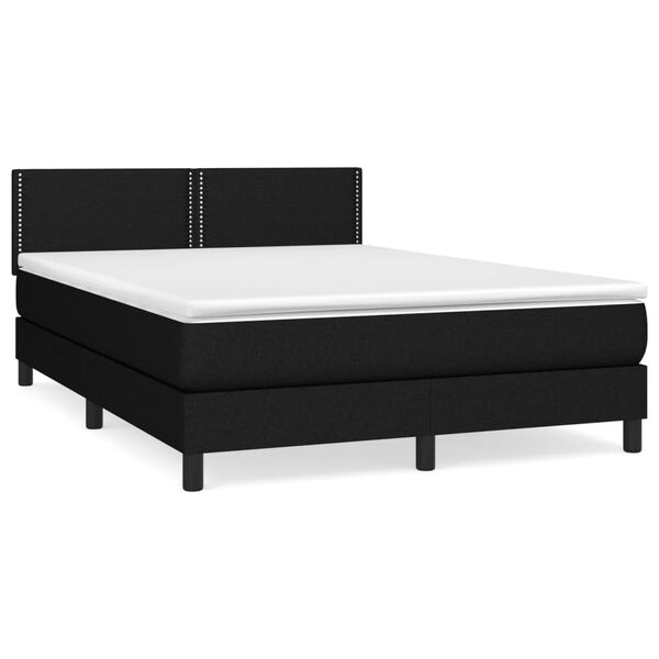 vidaXL Sommier &agrave; lattes de lit avec matelas Noir 140x190 cm Tissu