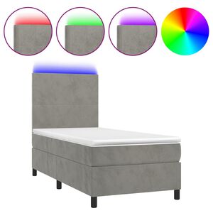 vidaXL Sommier &agrave; lattes de lit avec matelas et LED Gris clair 90x200cm