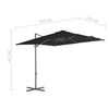 vidaXL Parasol de jardin en porte-à-faux avec mât en acier noir