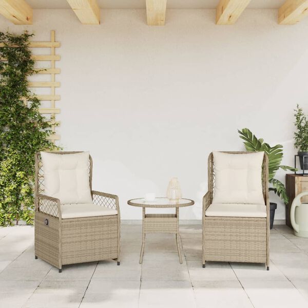 vidaXL Chaises inclinables de jardin lot de 2 beige résine tressée