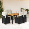 vidaXL Ensemble de bistro de jardin 7 pcs coussins noir poly rotin