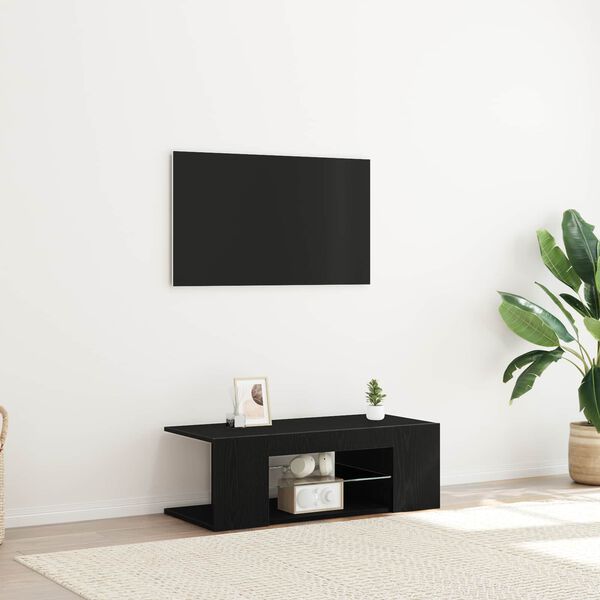 vidaXL Meuble TV Ch&ecirc;ne noir 90 x 39 x 30 cm Bois d'ing&eacute;nierie