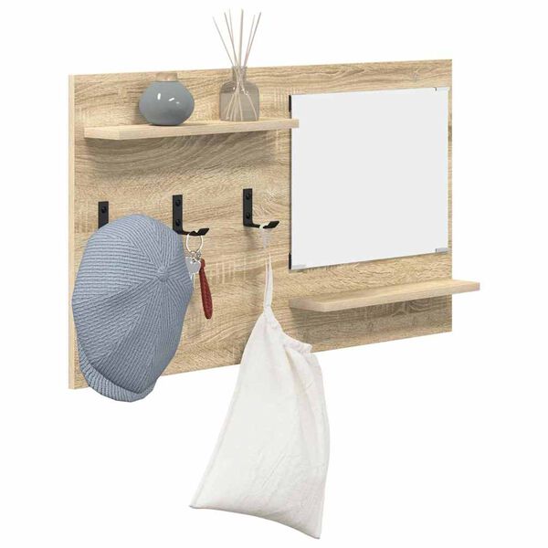 vidaXL Porte-manteau mural avec &eacute;tag&egrave;re Ch&ecirc;ne Sonoma 90 x 10 x 50 cm