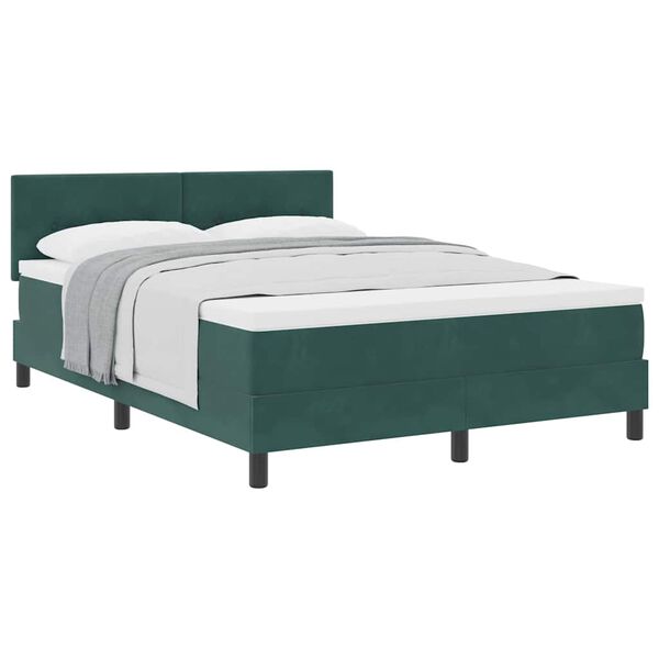 vidaXL Lit &agrave; ressorts avec matelas Vert fonc&eacute; 140 x 190 cm tissu