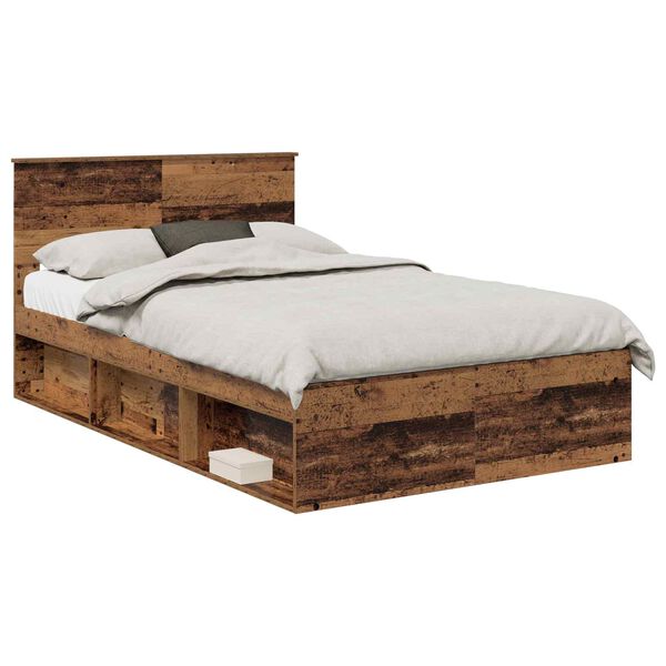 vidaXL Cadre de lit Bois ancien 135 x 190 cm Bois d'ing&eacute;nierie