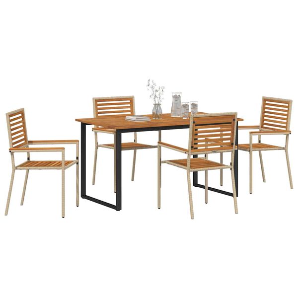 vidaXL Ensemble de salle &agrave; manger pour jardin 5 pcs Beige
