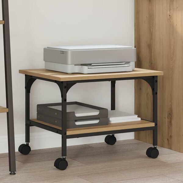 vidaXL Support d'imprimante Ch&ecirc;ne artisanal 50 x 40 x 38 cm