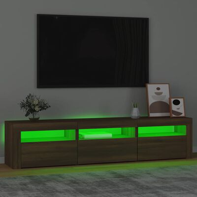 vidaXL Meuble TV avec lumières LED Chêne marron 180x35x40 cm
