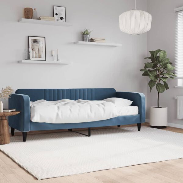 vidaXL Lit de jour avec matelas bleu 80x200 cm velours